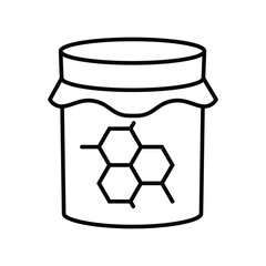 A jar of honey with a honeycomb pattern is outlined in black