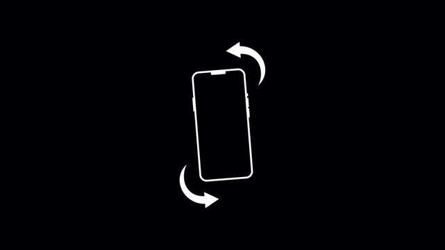 Rotate phone device rotation symbol on black background, suitable for app design, web development, tech presentations, and digital marketing materials.