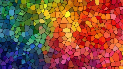 Seamless pattern depicting irregular mosaic shapes displaying a full spectrum of vibrant hues