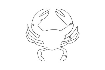 Minimalist crab one line drawing simple outline vector illustration isolated on white background
