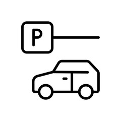 Rental car parking spot outline icon. Symbol, logo vector illustration.