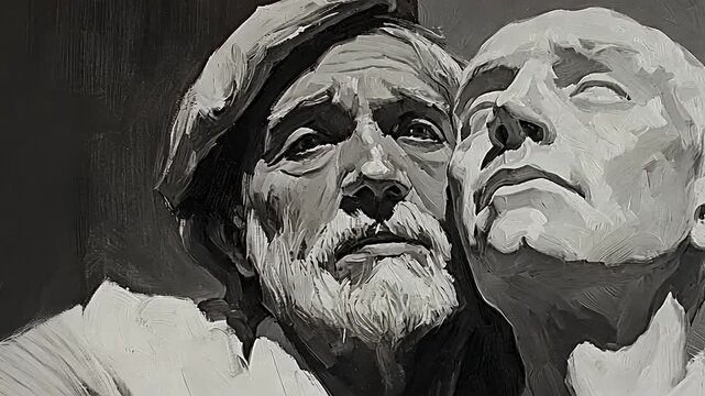 Monochromatic Visual Journey: A Portrait of Intellect and Artistic Reflection