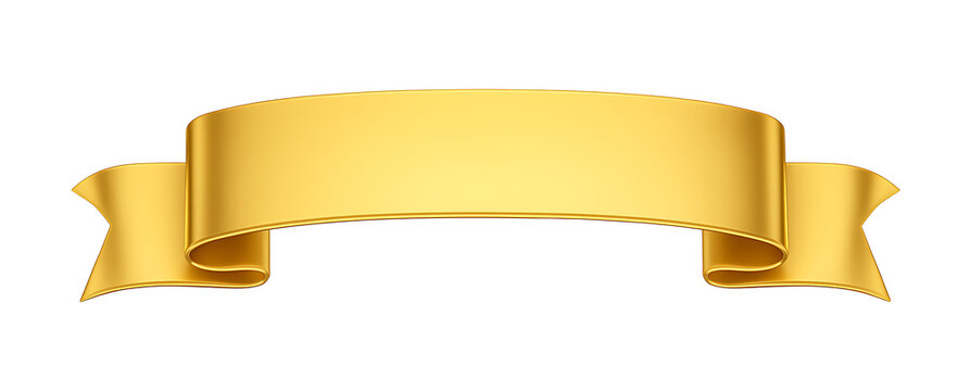 3D gold ribbon banner. Blank decorative element for luxury titles, awards, and promotional designs