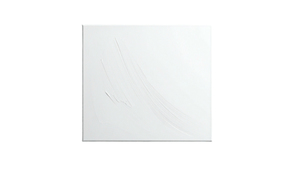 A monochrome square on a black background; textured, white surface with slight brushstroke effects