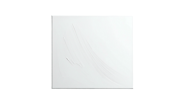 A monochrome square on a black background; textured, white surface with slight brushstroke effects