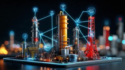 Smart Industry: An illustrative view into a futuristic smart factory, with interconnected machinery and digital overlays showcasing data flow and technological advancement. - Powered by Adobe