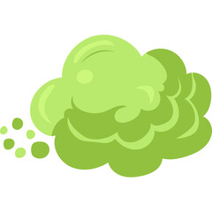 Green Stench Cloud with Small Dots Emanating From Left Side Isolated on White Background