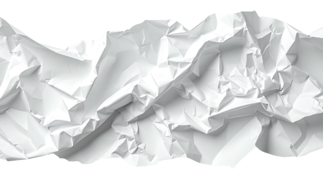 Close-up of intensely crumpled, white paper against a stark black background