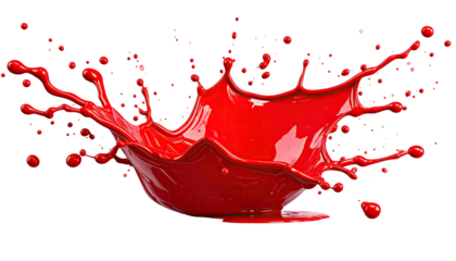 Vivid splash of crimson liquid, erupting outwards against a contrasting black backdrop