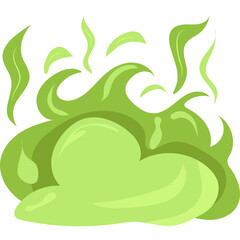 Fototapeta premium Green Stinky Cloud With Swirling Vapors And Leaf Shapes Representing Bad Smell Or Gas With A White Background And A Pixel Art Style