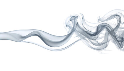 A wispy, flowing white-gray smoke trail against a stark black background