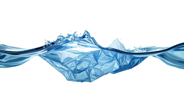 Artistic depiction of an iceberg submerged in water, on a black background, with the surface visible - Powered by Adobe