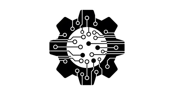 Software bill of materials gear with integrated circuit board pattern, technology concept