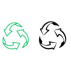 Eco-Friendly Recycling Symbol Line Icons (Green & Black)