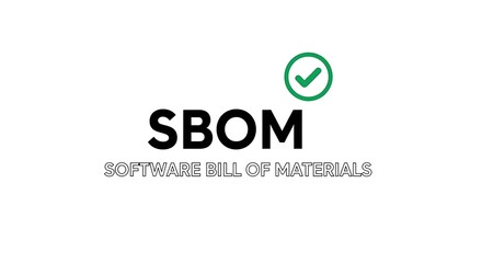 Software bill of materials logo with checkmark isolated on white background