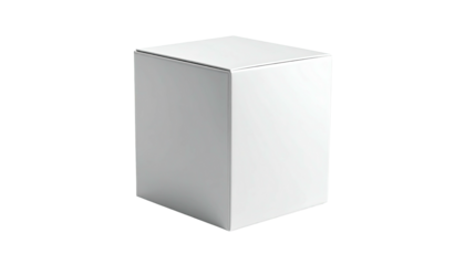 A 3D render of a plain white cube floating against a black background