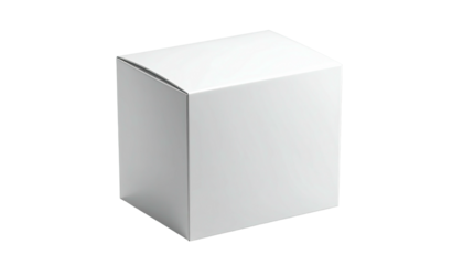 A simple, isolated, and minimalist white cardboard cube, floating on a black background