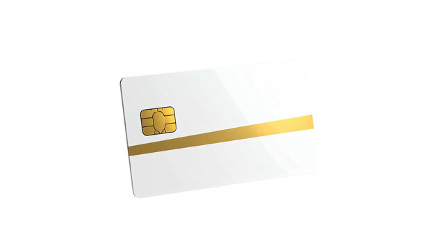 Digitally rendered credit card isolated on a black background, with a gold stripe - Powered by Adobe