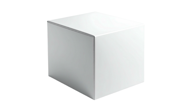 A 3D render of a white cube against a black backdrop, with subtle shading