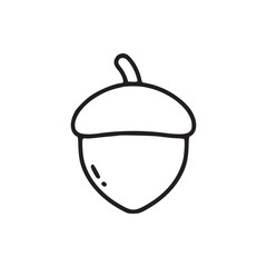 An acorn drawing with a line art style showing the nut cap and stem