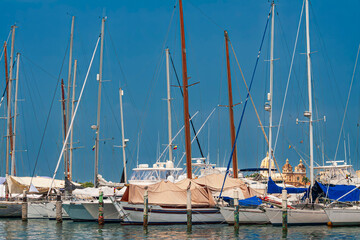 So many boats in the harbor in Cartagena City, Colombia
