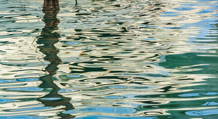 Reflections on the water created of boats