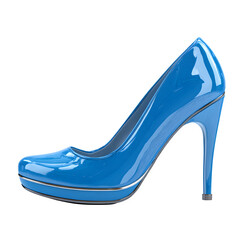 Blue high-heel shoe isolated on white background