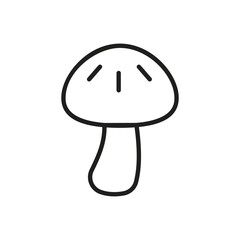 Blackoutlined mushroom with three dashes on cap