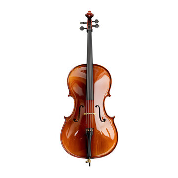 Elegant Cello with Wooden Body Isolated on Transparent Background