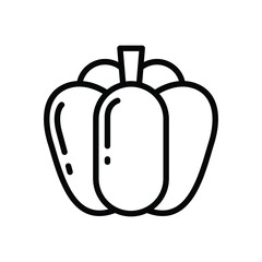 Line art of a bell pepper featuring its bulbous shape and short stem