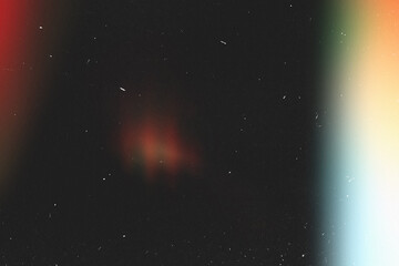 Overlay. Old film light leaks texture with scratches, noise, iridescent stripes. Rainbow lens flare effect, camera film filter with bokeh, dust, grain. Distressed retro movie, photo burn effect. 