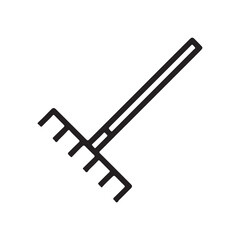 Line drawing of a rake with a handle and several tines
