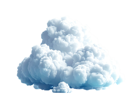 A fluffy, digitally rendered cumulus cloud against a stark black background