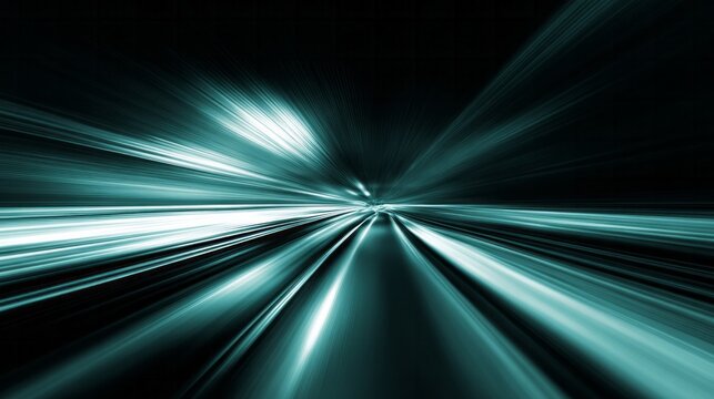 Abstract background depicts light streaks moving rapidly forward into the darkness - Powered by Adobe