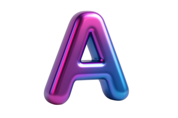 Letter A in a colorful chrome effect, a 3D typography element for creating logos, monograms, or eye-catching initial caps.