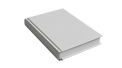 Blank hardcover book with a bookmark, perfect for mockups, presentations, and design projects requiring a clean, modern aesthetic with space for text.