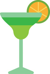 Green Margarita Cocktail Icon with Orange Garnish for Summer Beverage Branding