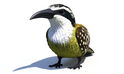 Obraz premium A whimsical creature with the body of a bird and the face of a toucan, featuring vibrant colors and detailed feathers