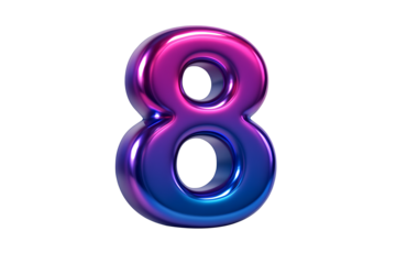 The numeral 8 in a shiny balloon-like font, with its shape resembling the infinity symbol, perfect for an eighth anniversary or birthday