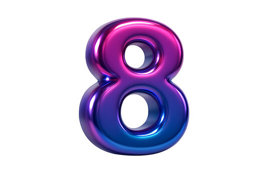 The numeral 8 in a shiny balloon-like font, with its shape resembling the infinity symbol, perfect for an eighth anniversary or birthday