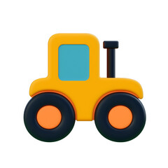 Toy tractor flat 3d icon