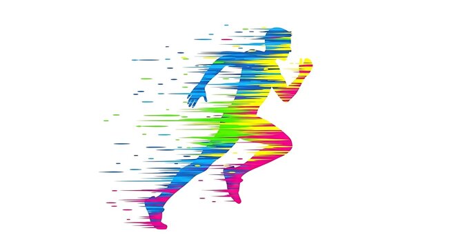 Colorful runner illustration for speed and motion graphics design and fitness motivation concept art