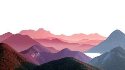 Mountains Silhouette at Sunset: An evocative silhouette of layered mountains at sunset in a gradient of colors creating a picturesque panoramic views. Capturing the serenity and majesty of nature.