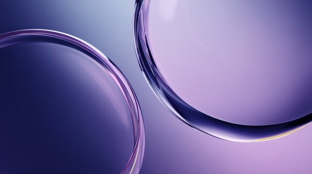 Abstract background features luminous purple and violet glassy curves intersecting smoothly