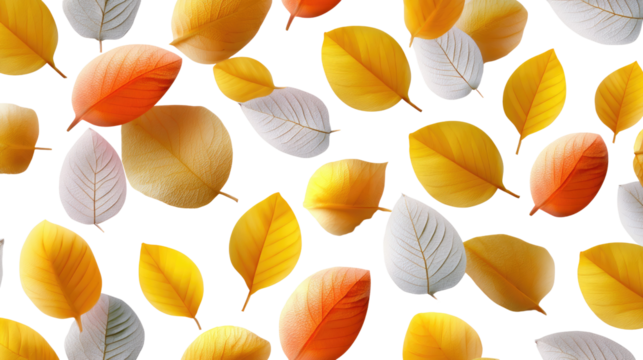Golden leaves: A vibrant display of autumn leaves, in various shades of yellow and orange, float gently. A simple, yet stunning presentation of natural beauty.