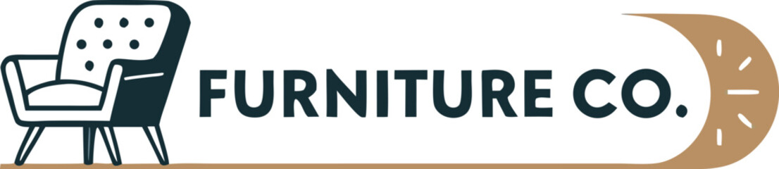 Abstract furniture logo design concept. Symbol and icon of chairs, sofa, tables, and home furnishings	