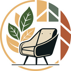 Abstract furniture logo design concept. Symbol and icon of chairs, sofa, tables, and home furnishings	