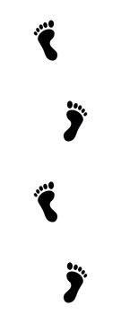 trace of human footprints black and white vector silhouette illustration, seamless repeatable