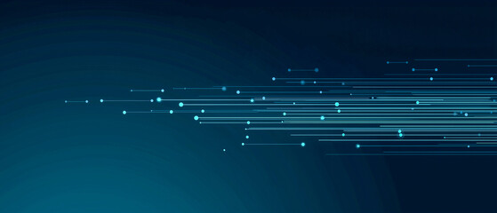 Abstract blue background with glowing lines and dots, futuristic digital neural circuit design, technology concept, modern and dynamic, suitable for innovation and science themes