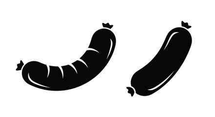 Two black and white sausage illustrations on a plain white background